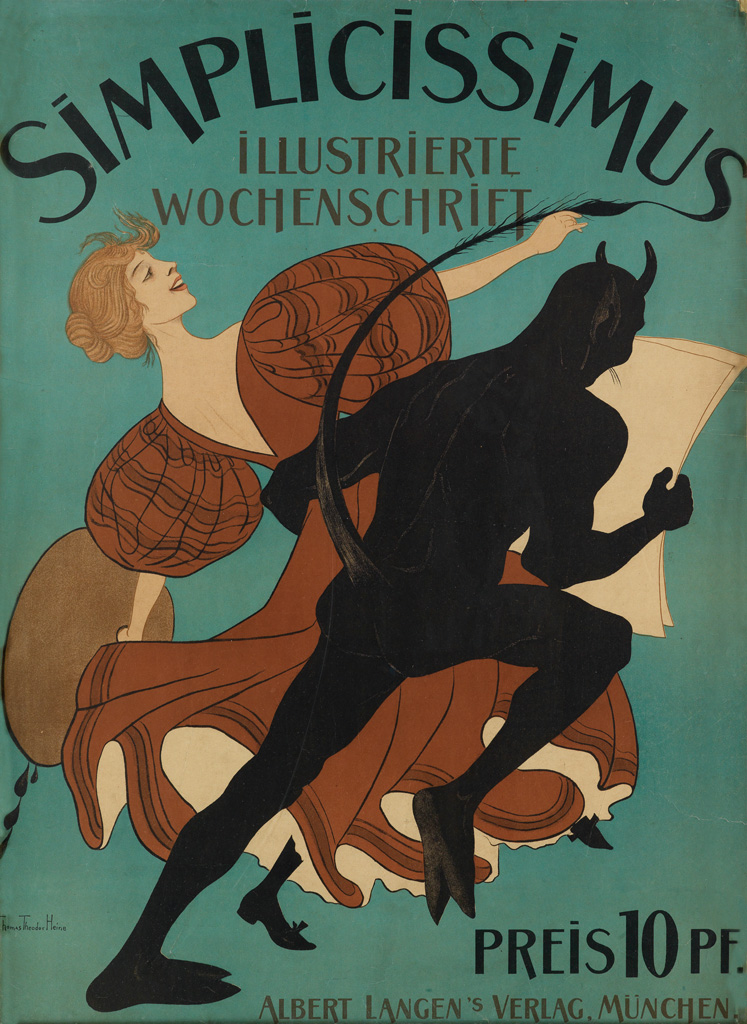 THOMAS THEODOR HEINE (1867-1948). SIMPLICISSIMUS. 1896. 31x22 inches, 79x78 cm. Albert Langens Verlag, Munich.